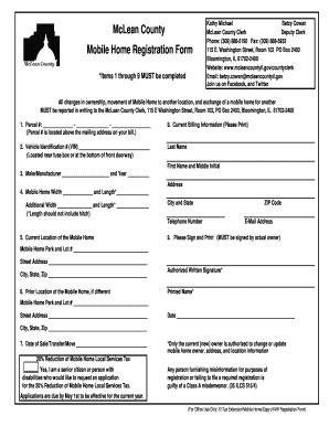Fillable Online Mobile Home Registration Form Fax Email Print - pdfFiller