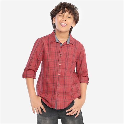Boys Red Checks Full Sleeves Shirt – BONKIDS