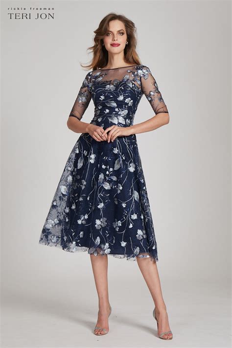 Tea Length Evening Dresses With Sleeves