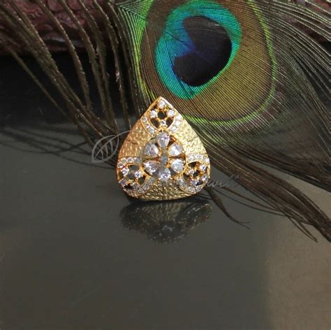 DREAMJWELL - Beautiful Gold Plated Cz White Designer Finger Ring DJ228 ...