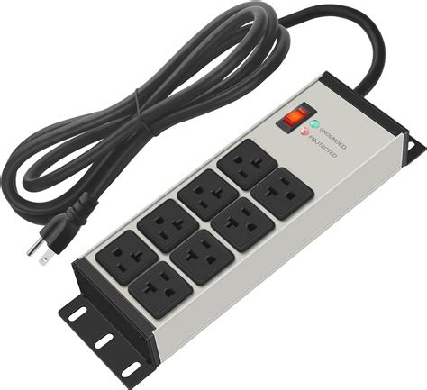 Amazon.com: HEZI 20 Amp Power Strip Surge Protector 1200J, Metal 8 Outlets Heavy Duty 20amp ...
