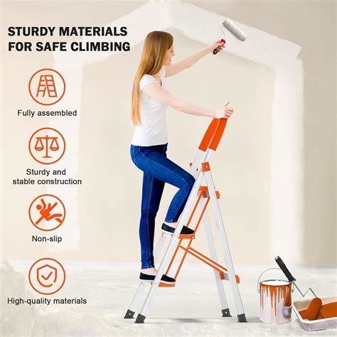 Buy 3 Step Ladder, Portable Aluminum Step Ladder, Folding Step Stool ...