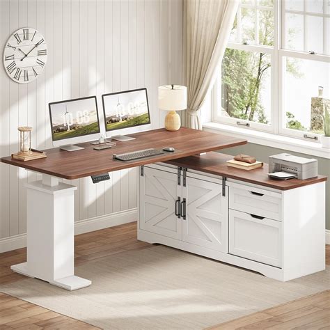 Amazon.com: SEDETA Farmhouse L Shaped Standing Desk, 55 inch Height ...