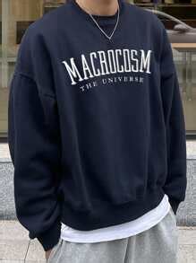 DAZY Men Cotton Letter Graphic Drop Shoulder Pullover Without Tee,Fall ...