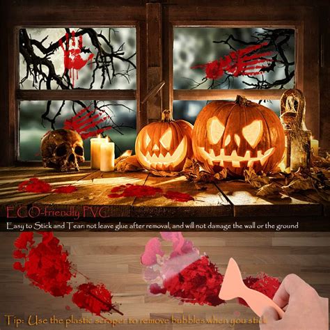 97PCS Bloody Footprints Floor Clings Halloween Window Crime Scene ...