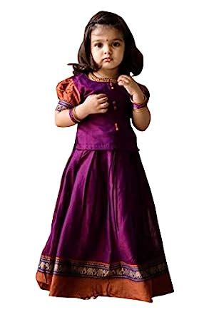 Buy DRIJHA Magenta Tussar Silk Solid Casual Wear Lehenga Choli for ...