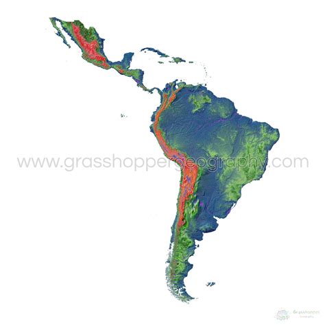 Physical Map Of Latin America Printable South America World Atlas