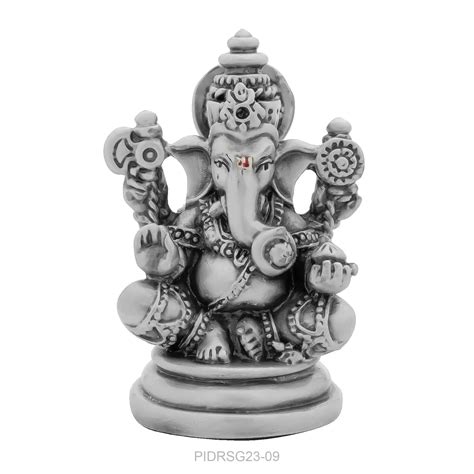 Lord Ganesha Idol – Antique Silver-Finish Resin Murti – Vinayaka Sitti
