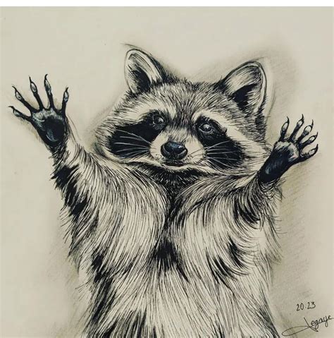 Adorable Raccoon Drawing