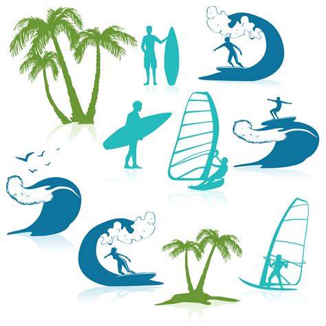 Surfing Icons With People 468431 Vector Art at Vecteezy