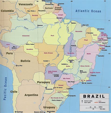 Brazil Political Map With States And Capitals