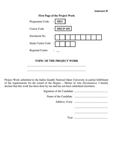 Image result for Appendix 1 IGNOU Project