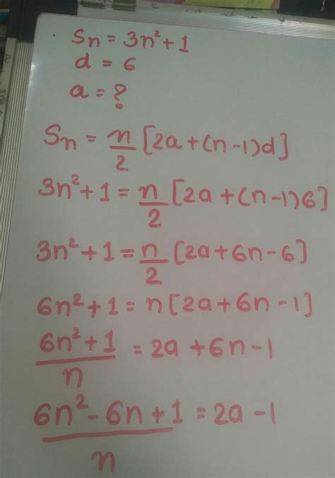 if the sum of the first n terms of an ap is 3nsquare+1 and it's common ...