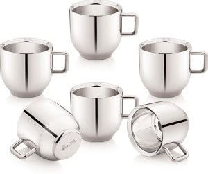 SUNSAGAR Pack of 6 Stainless Steel Double Wall Decent Design Tea ...