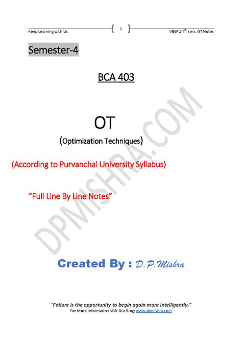 Optimization Techniques (OT) BCA 4th Sem Notes from Purvanchal ...
