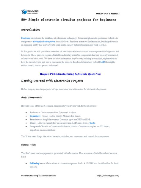 50+ Simple Electronic Circuits Projects For Beginners | PDF | Inductor ...