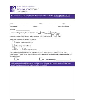 Fillable Online Meal Plan Modification Request - Florida Polytechnic ...