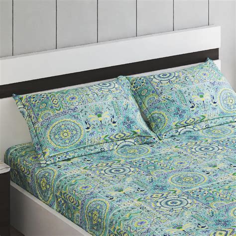 Buy Rhapsody Cotton 144TC Printed 3Pcs Super King Bedsheet Set from ...