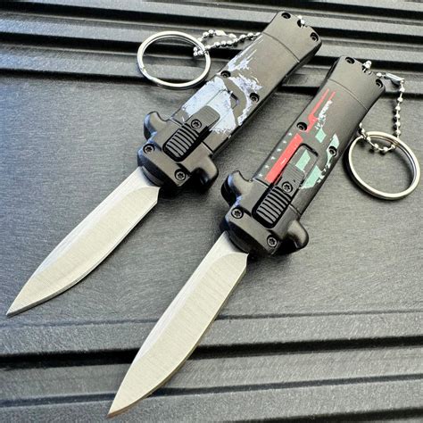 Punisher Mini Stiletto OTF Knife Keychains - MEGAKNIFE