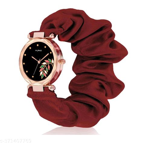 Buy FYLAINCE Scrunchie Watch with Fabric Wristband, Stainless Steel ...