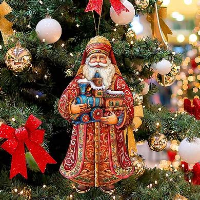 Set Of 2 - Santa's Miniature Holiday Express Wooden Christmas Ornaments ...