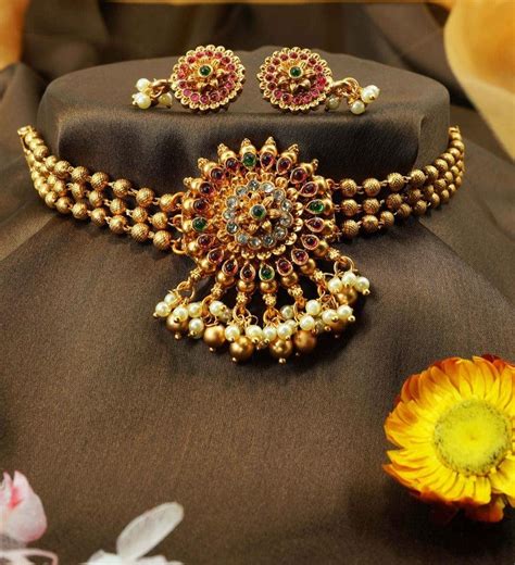 Gold Plated Laxmi Choker Necklace set 10393N – Griiham