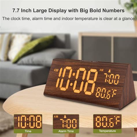Buy DreamSky Wooden Digital Alarm Clock for Bedroom - 7.7 Electric ...