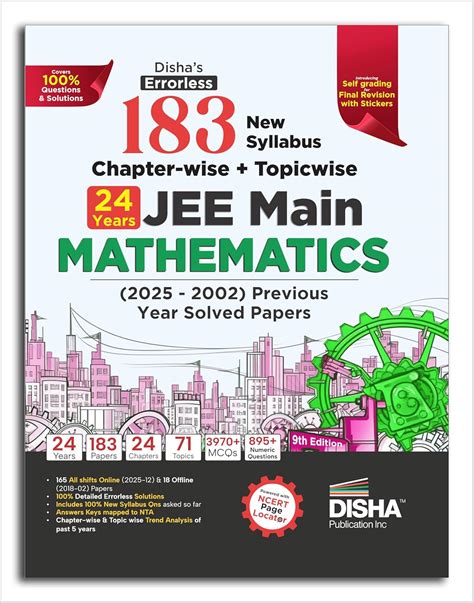 Disha 183 JEE Main Mathematics Previous Year Solved Papers 2025 to 200 ...