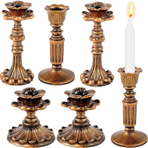 Amazon.com: Suclain 6 Pcs Vintage Candlestick Holders Taper Resin ...