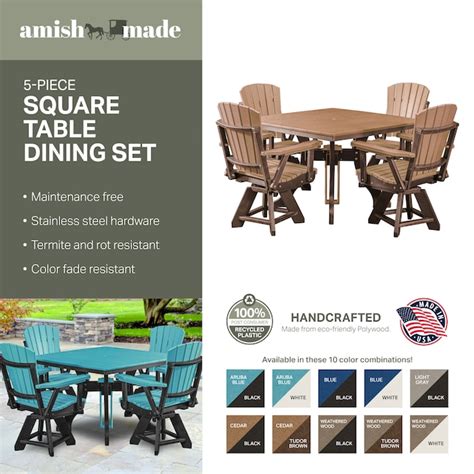 American Furniture Classics Amish HDPE 5 -Piece Black Patio Dining Set ...