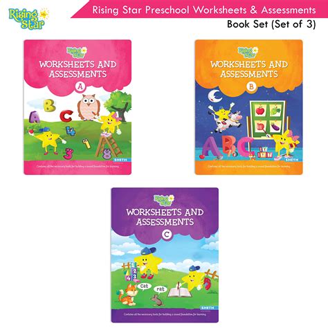 Buy Rising Star Preschool Worksheets & Assessment Books Set of 3|Ages 3 ...