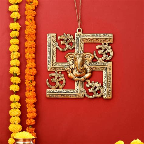 9 Inch Om Swastik Ganesha Wall Hanging swastik Symbol for Home Door