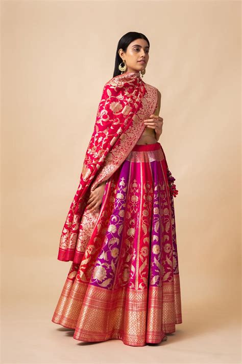 Handwoven Pink and Purple Rangkat Silk Lehenga (The Crossing 2019 ...