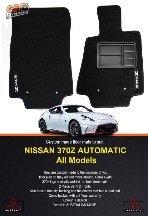 Custom Floor Mats For Nissan 370Z AUTO Set of 2 FRONTs in BLACK 2009 ...