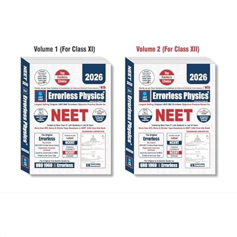 Buy UBD1960 Errorless Physics for NEET New Edition 2026 ( volumes 1 ...