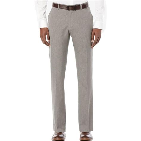 Buy Perry Ellis Men's Slim Fit Birds-Eye Textured Pant, Chinchilla ...