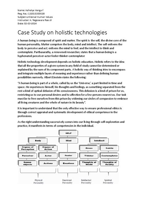 Universal Human Values Case Study - Reg. No.: 122010333028 Subject ...