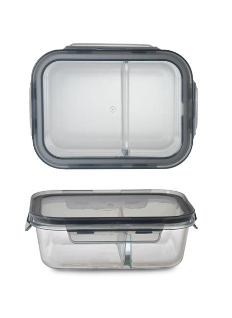 Buy HOMIES INTERNATIONAL 1 Piece, 2 Compartment Rectangular Solid Glass ...