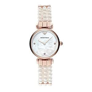 Emporio Armani Stainless Steel Gianni T-Bar Analog Mother of Pearl Dial ...