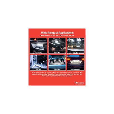 Nakamichi T10 LED Light Bulb 168 2825 194 W5W Wedge India | Ubuy