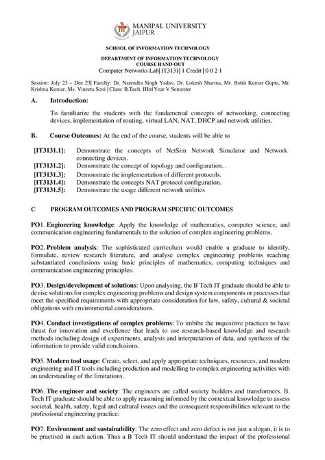 CNLab handout - lecture notes - SCHOOL OF INFORMATION TECHNOLOGY ...