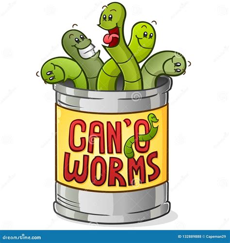 Can of Worms Cartoon Character Stock Vector - Illustration of snakes ...