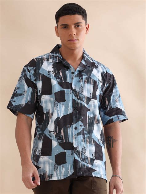 Buy Blue Digital Printed Shirt Online - Printed Shirt for Men