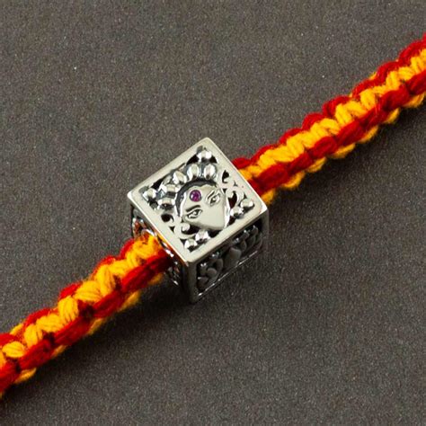 Maa Durga Silver Story Bead Lumba Rakhi Bracelet