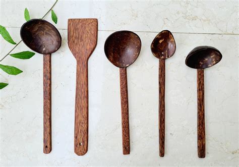 Thenga Traditional Coconut Shell & Wood Cooking Set | Set of 5-1 Spatu ...