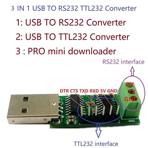 3 IN 1 Pro Mini USB to RS232 Converter Module PC COM | Ubuy India