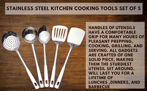 Buy HOMFRO Set of 5 Premium Stainless Steel Kitchen Tools Set for ...