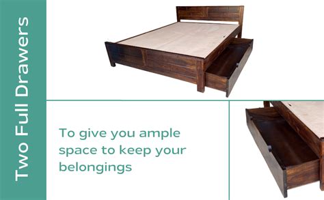 Urban Basics Arthur Sheesham Wood Queen Size Bed with Storage (with ...