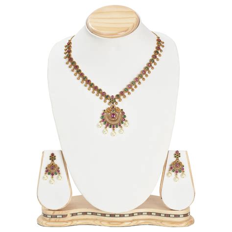 Raya Antique Gold-Plated Long Necklace & Earring Set – The Soul Jewellery