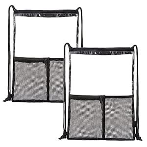 Buy Yorssley Drawstring Bag Backpack Gym Sports, Black-clear-2pack at ...